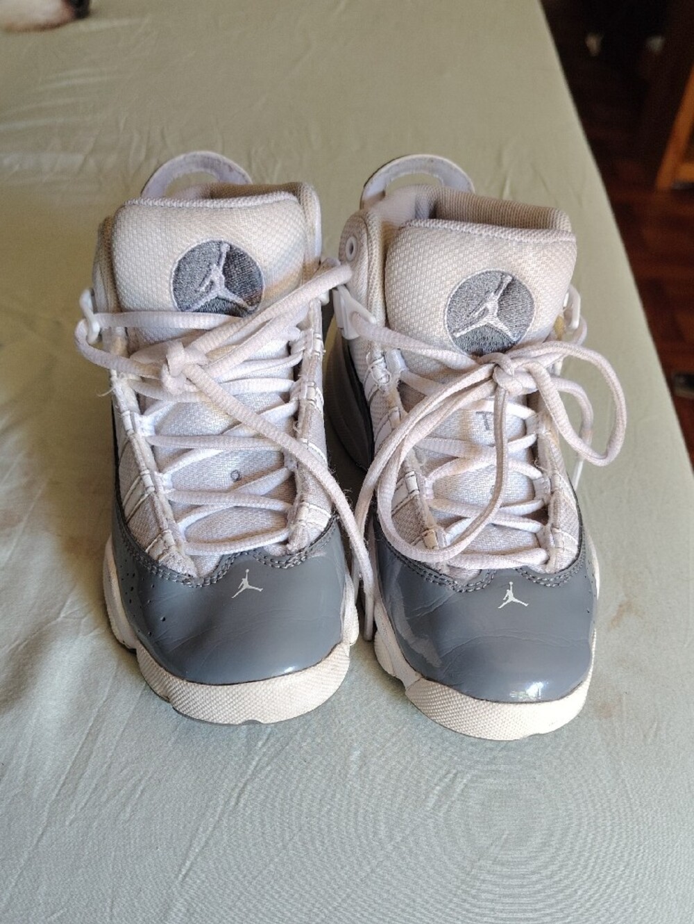 Jordan Kids Gray & White Low-Top Basketball Sneakers - Picture 2 of 10